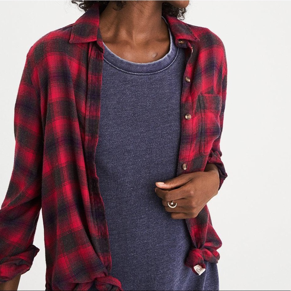 American Eagle soft boyfriend flannel shirt xsmall